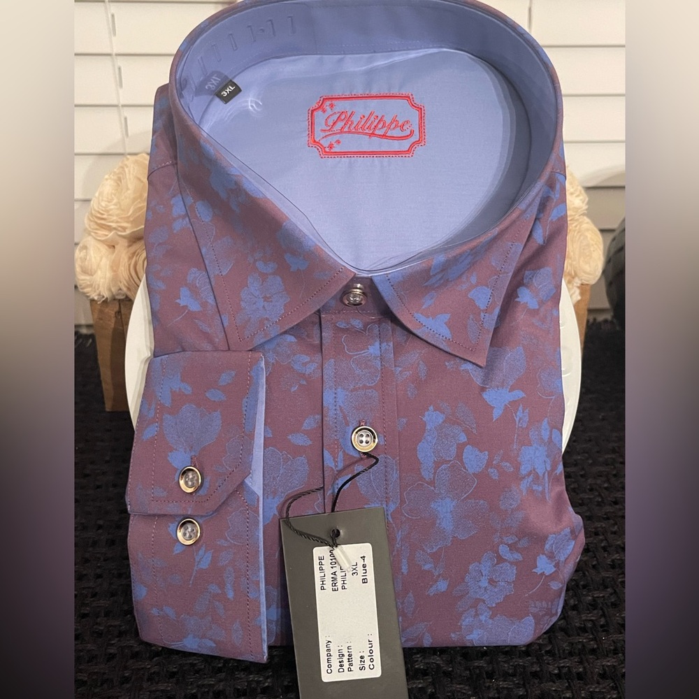 Philippe Purple Floral Men’s‎ Button Up Shirt Size 3XL New with tags